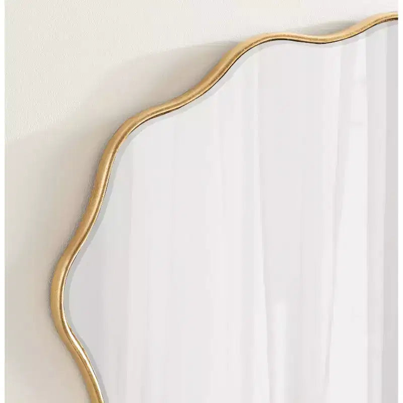 Miroir ovale en éventail, doré
