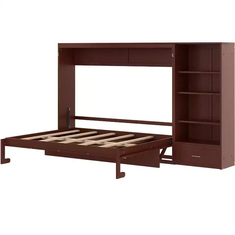 Lit escamotable queen-size avec étagères