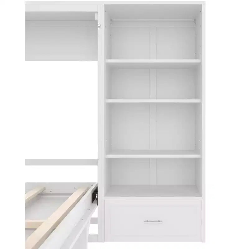 Lit escamotable queen-size avec étagères