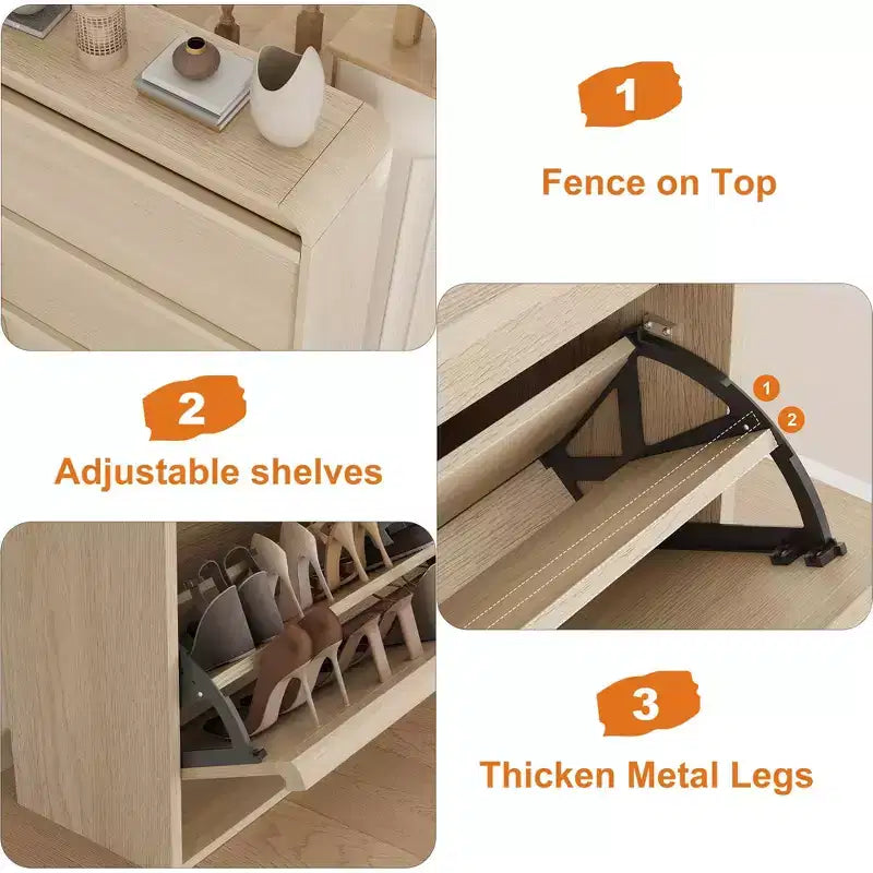 Meuble à chaussures à tiroirs à trois volets