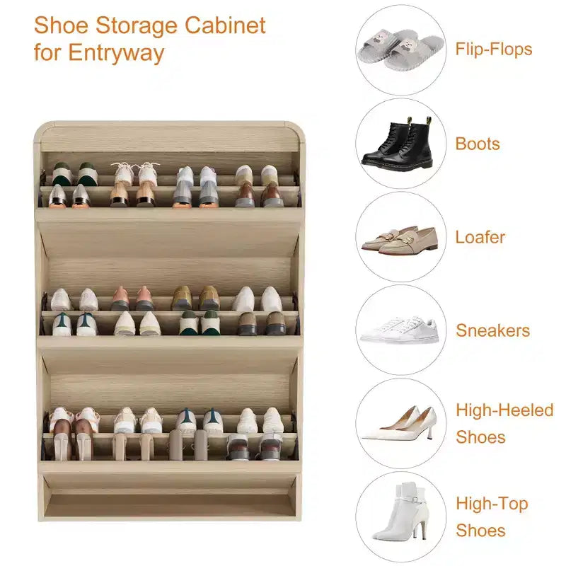 Meuble à chaussures à tiroirs à trois volets