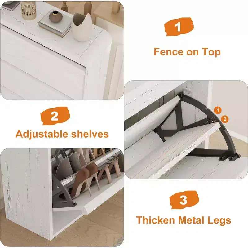Meuble à chaussures à tiroirs à trois volets