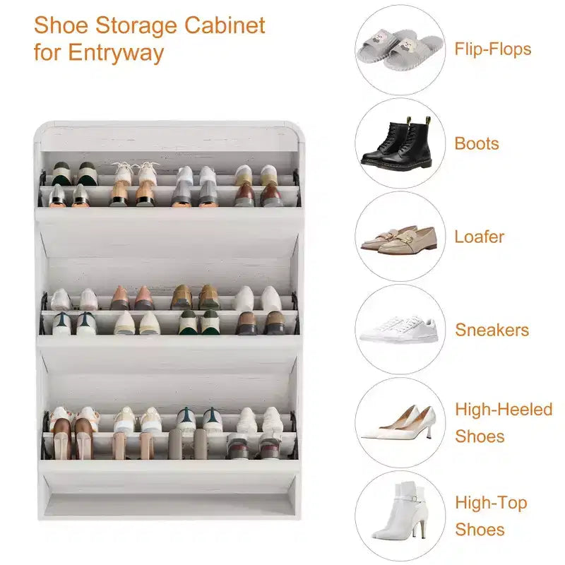 Meuble à chaussures à tiroirs à trois volets