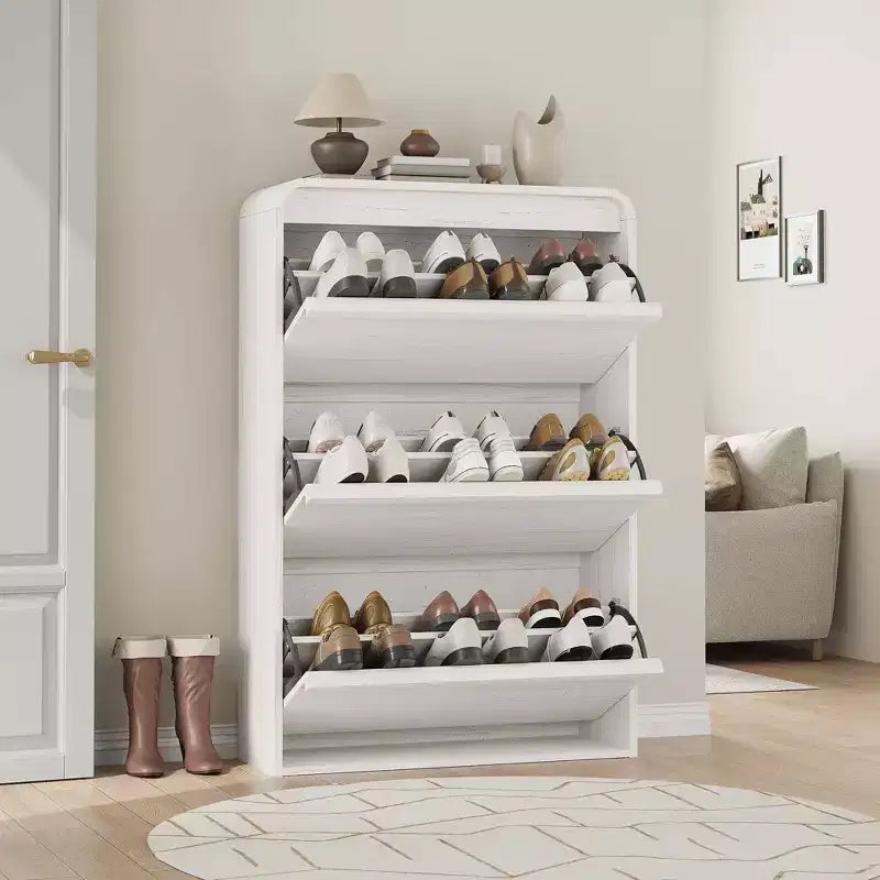Meuble à chaussures à tiroirs à trois volets