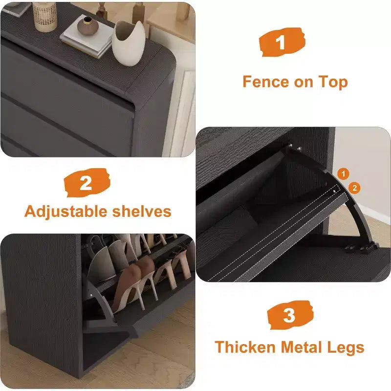 Meuble à chaussures à tiroirs à trois volets