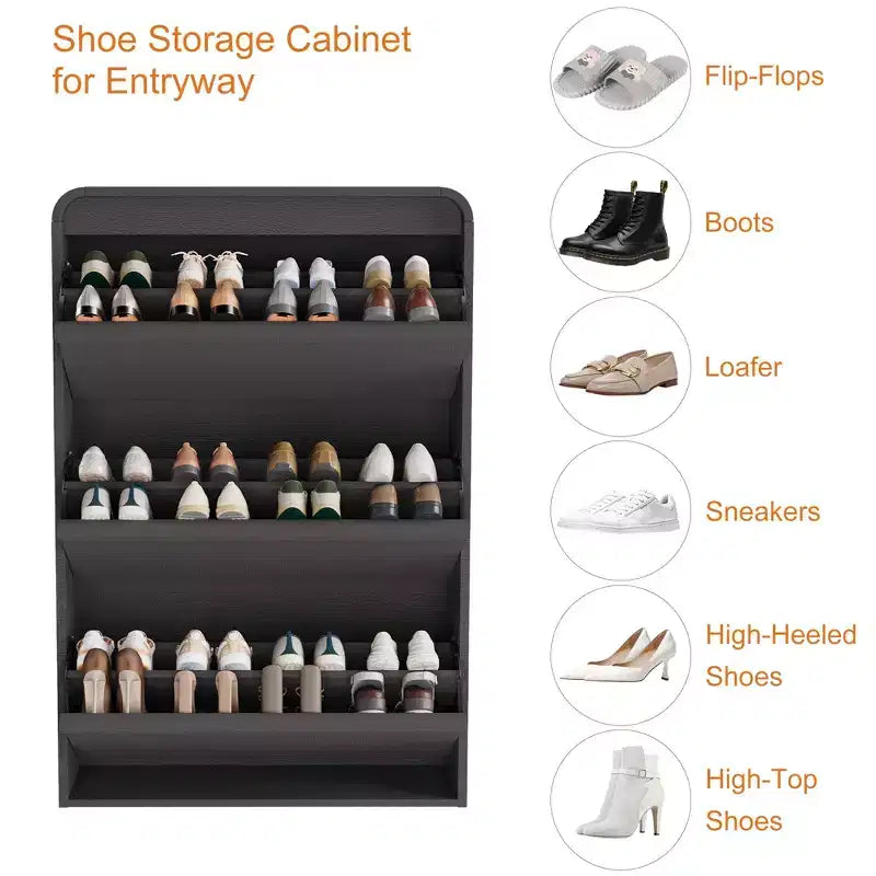 Meuble à chaussures à tiroirs à trois volets