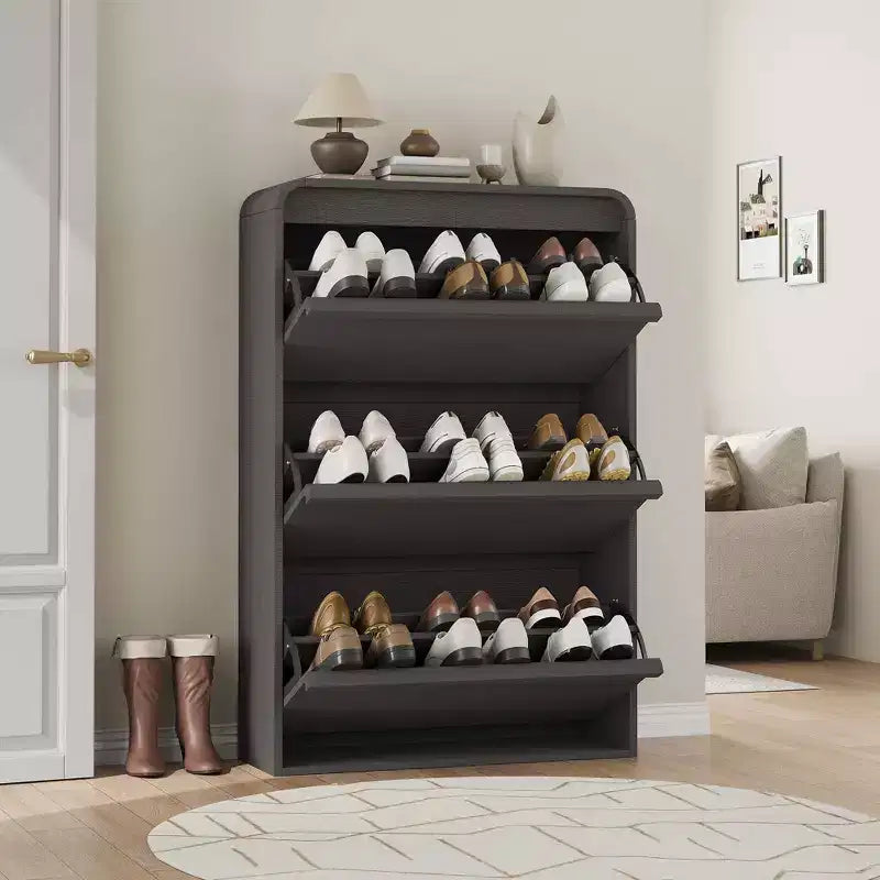 Meuble à chaussures à tiroirs à trois volets