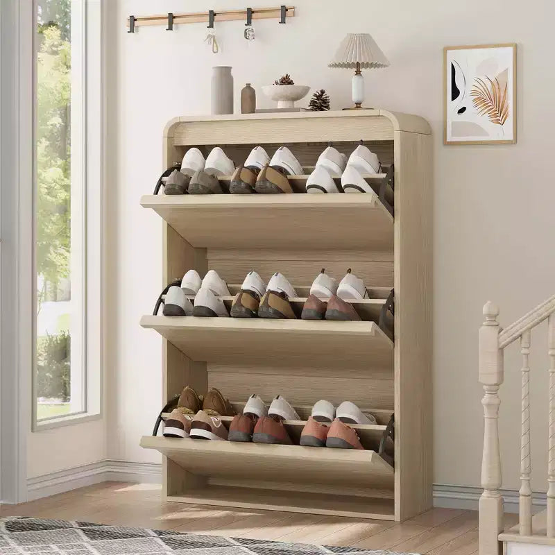 Meuble à chaussures à tiroirs à trois volets