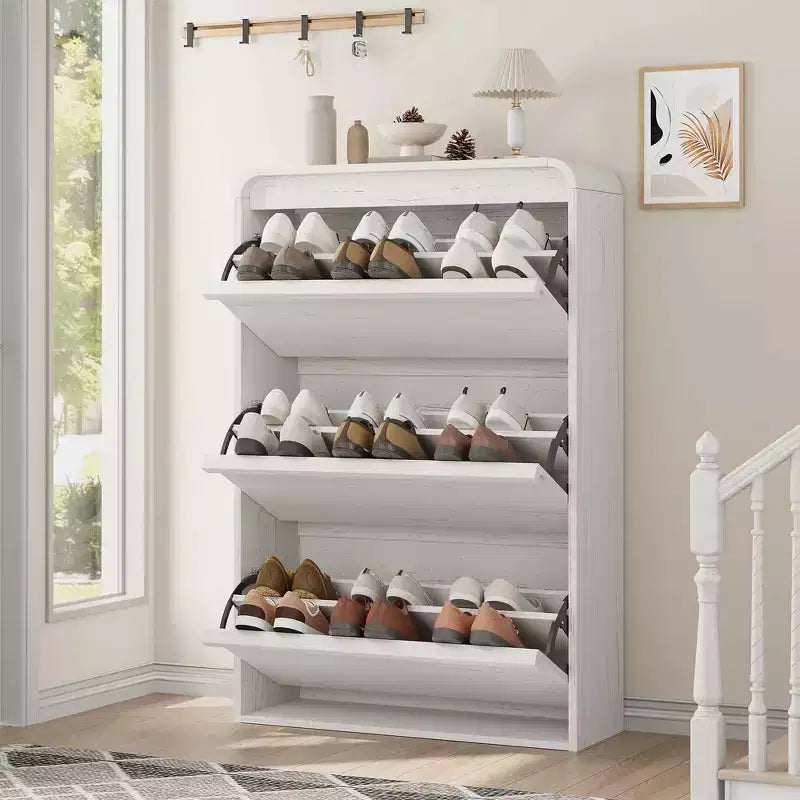 Meuble à chaussures à tiroirs à trois volets
