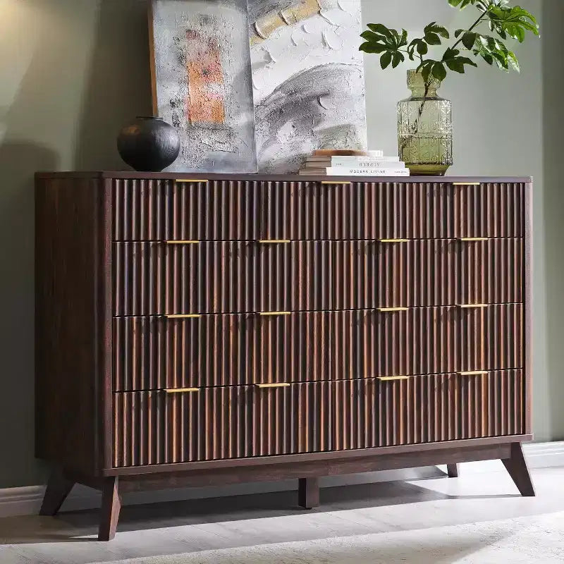 Meuble encastré incurvé à neuf tiroirs