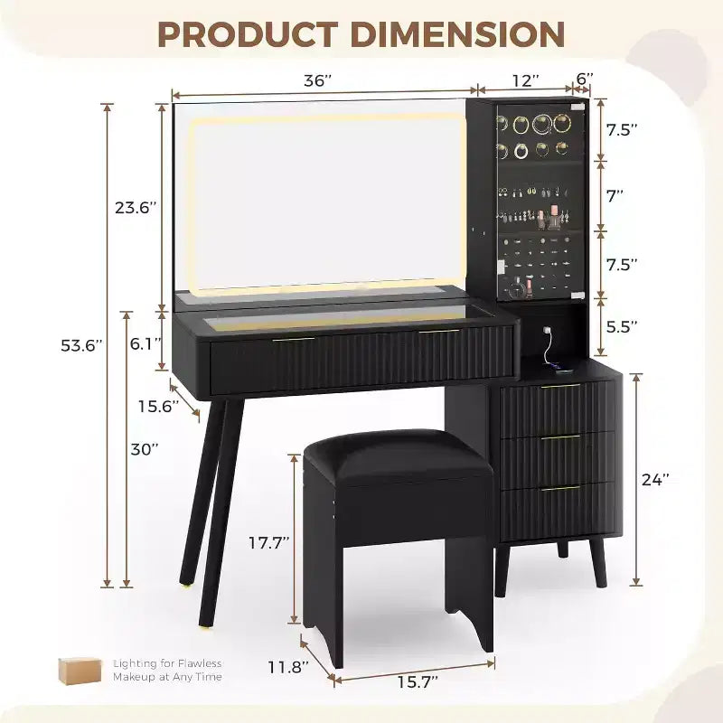 Coiffeuse avec lumière et miroir