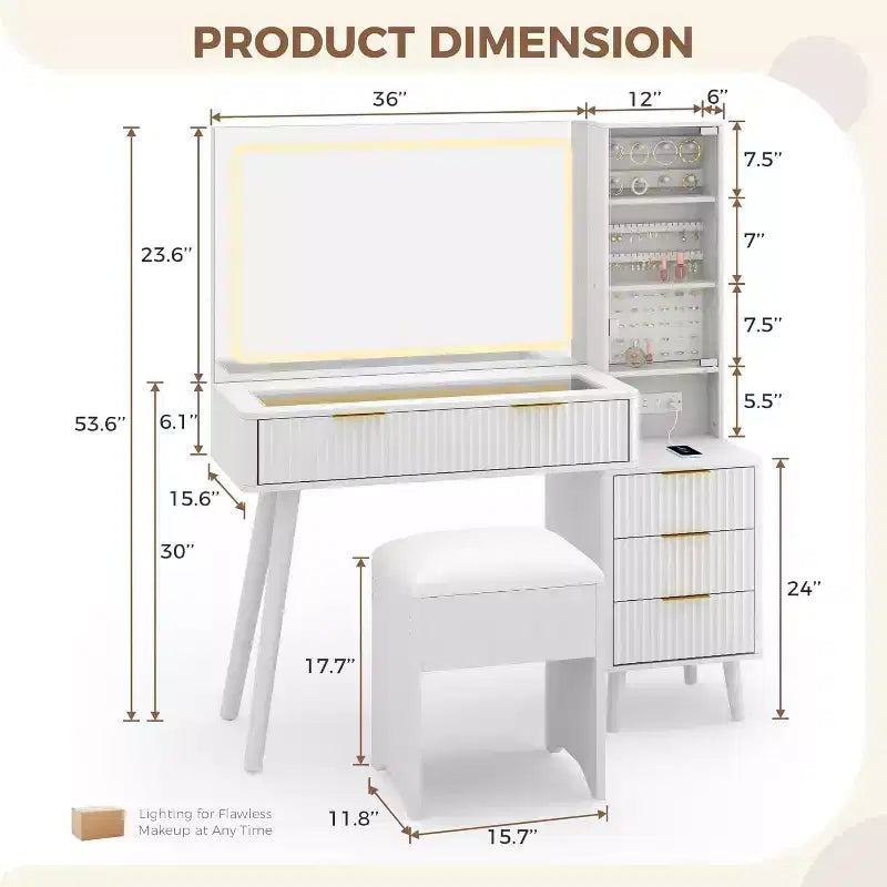 Coiffeuse avec lumière et miroir