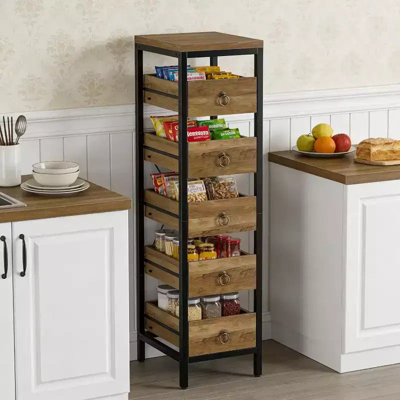 Étagère de présentation étroite à 5 niveaux pour snacks et fruits