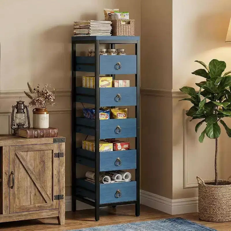 Étagère de présentation étroite à 5 niveaux pour snacks et fruits