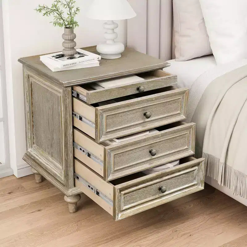 Table de chevet/table d'appoint de style rustique à quatre tiroirs