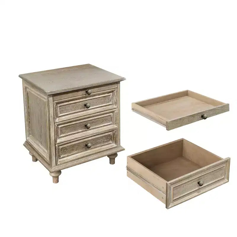Table de chevet/table d'appoint de style rustique à quatre tiroirs