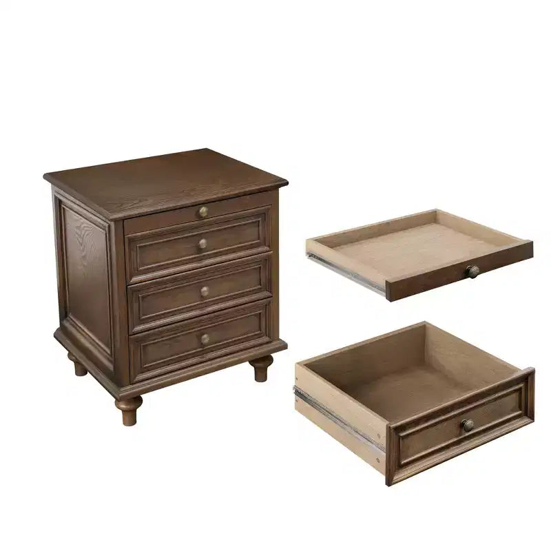 Table de chevet/table d'appoint de style rustique à quatre tiroirs