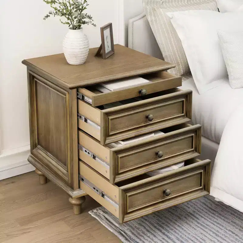 Table de chevet/table d'appoint de style rustique à quatre tiroirs