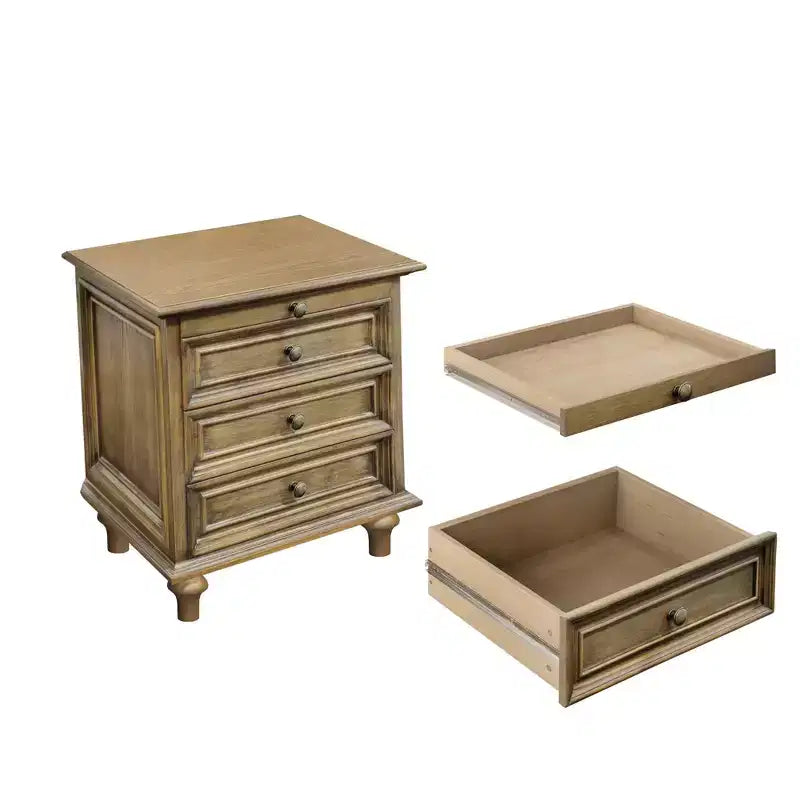 Table de chevet/table d'appoint de style rustique à quatre tiroirs