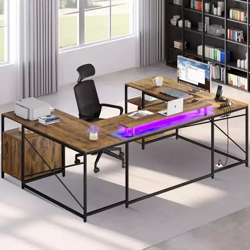 Bureau en U, pouvant être transformé en L