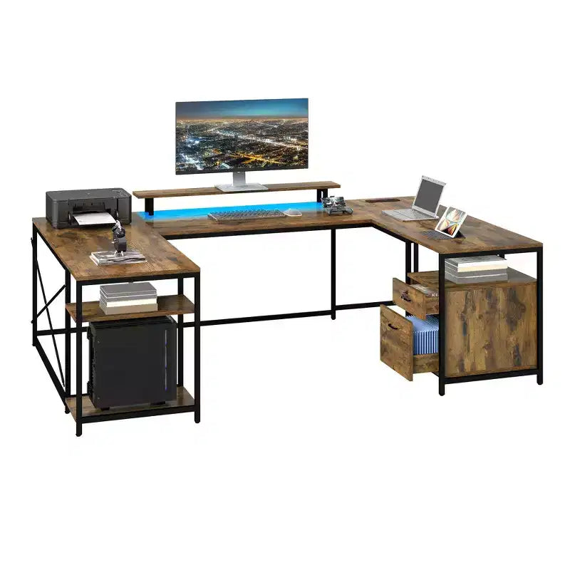 Bureau en U, pouvant être transformé en L