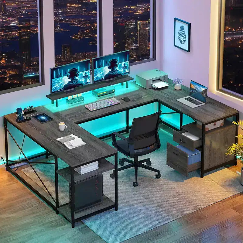 Bureau en U, pouvant être transformé en L
