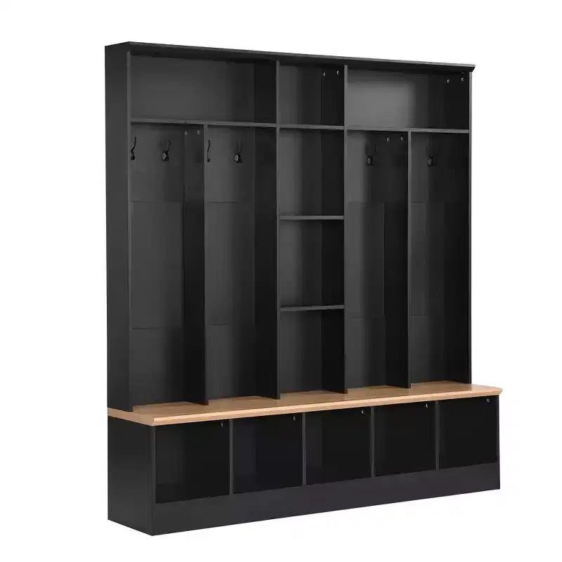 Porte-manteau d'entrée avec banc de rangement et 8 patères