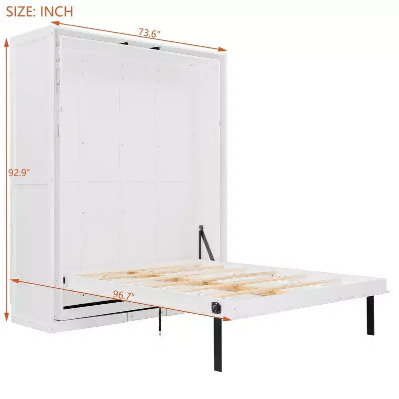 Lit escamotable queen-size avec étagères de rangement dissimulées