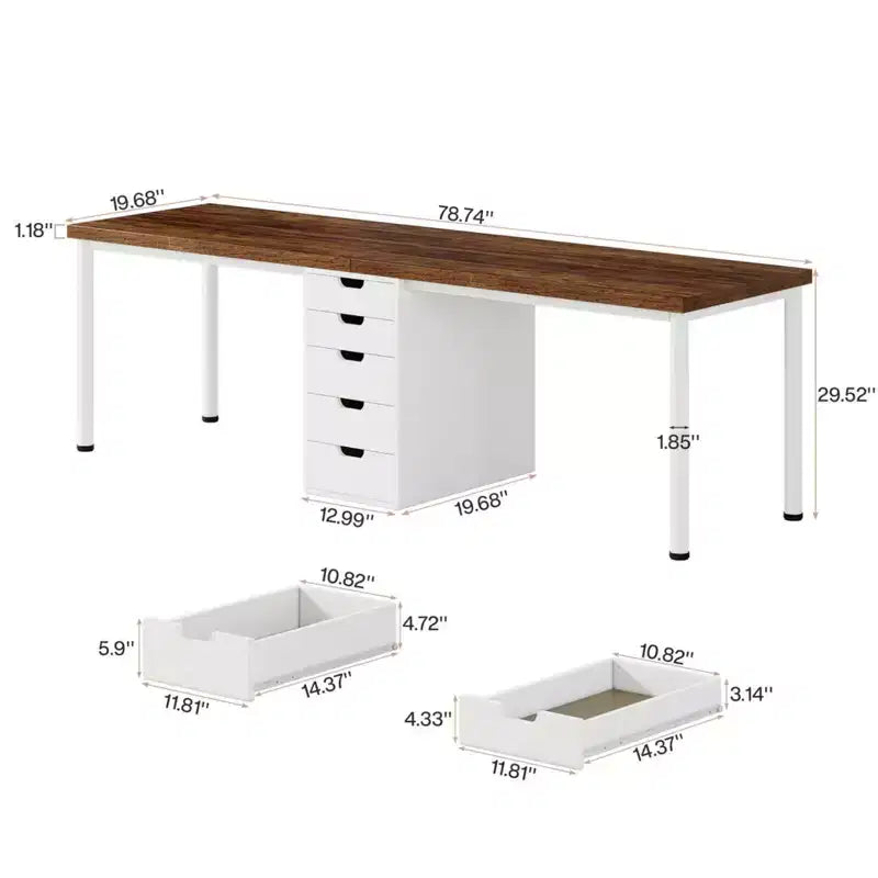 Double bureau avec 5 tiroirs