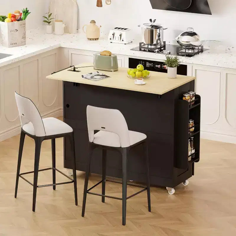Îlot de cuisine de rangement à roulettes
