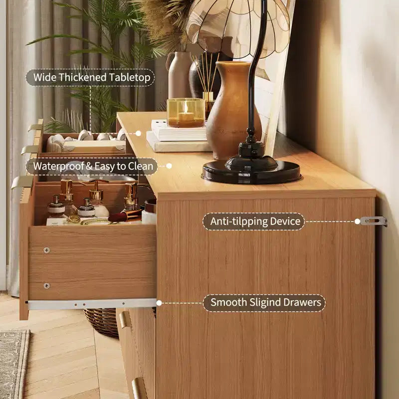 Commode à neuf tiroirs avec rainures
