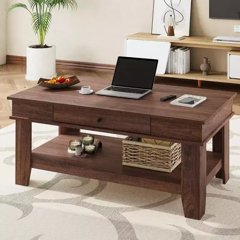 Table basse rustique en noyer