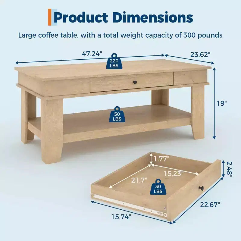 Table basse rustique en noyer