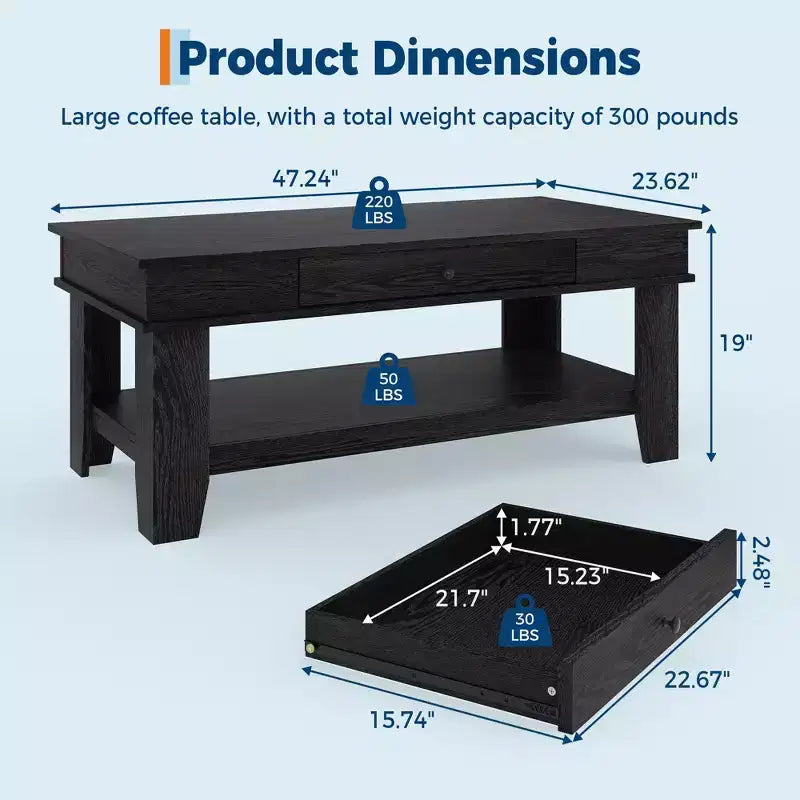 Table basse rustique en noyer