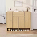 47.2 Freestanding Shoe Storage Cabinet with 4 Doors 1 Drawer & Rounded Corner Narrow Large Capacity Organizer for Entryway Hallway & Living Room