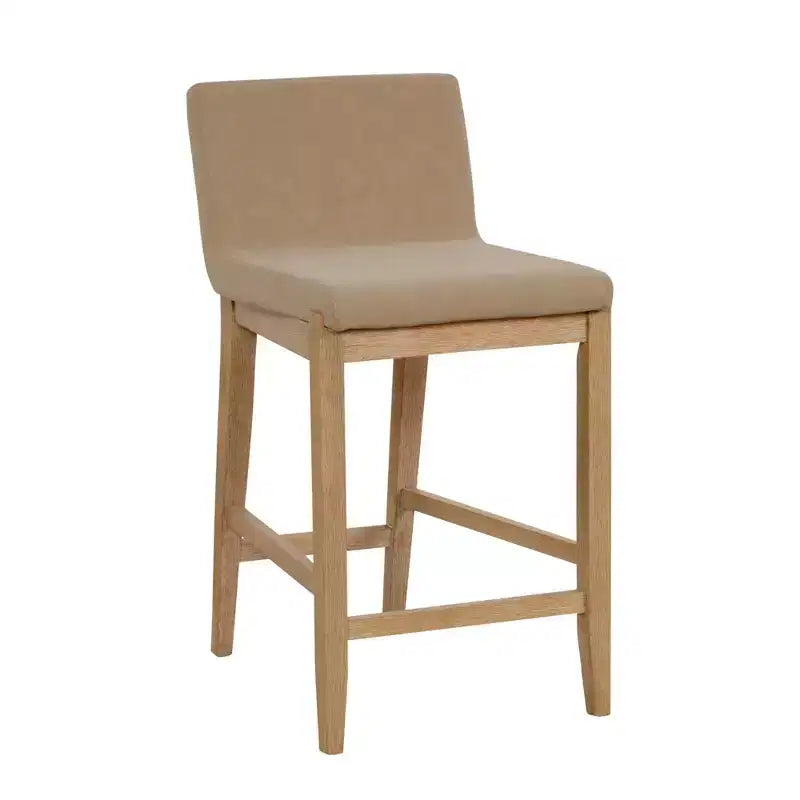 Nathan James Gracie Counter Height Barstool Light Brown Wood/Light Brown Faux Leather: Rubberwood Frame 300 lbs Capacity
