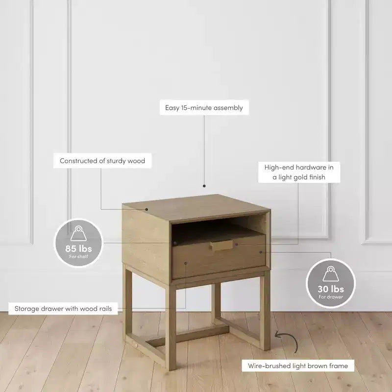 Table de chevet en bois marron