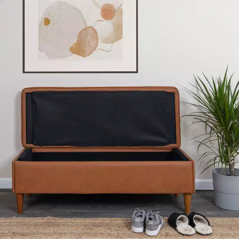 Banc de rangement marron