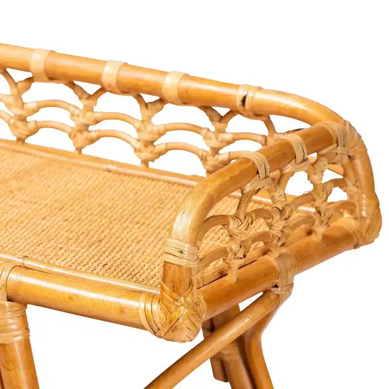Console double-plateau en rotin naturel