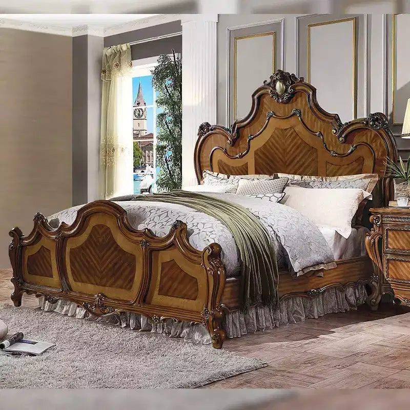 Lit king-size, couleur chêne miel
