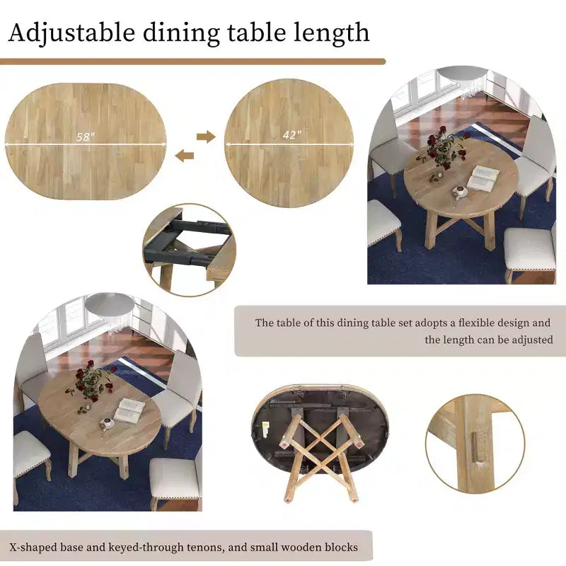 Table de salle à manger ronde avec rallonges