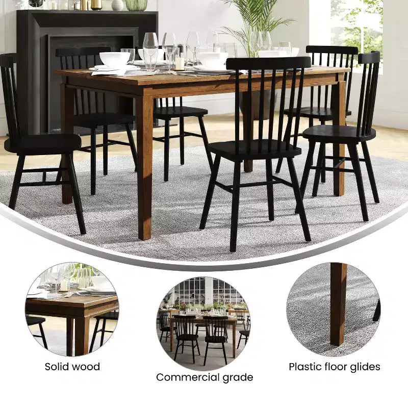 Table à manger en bois pieds coniques