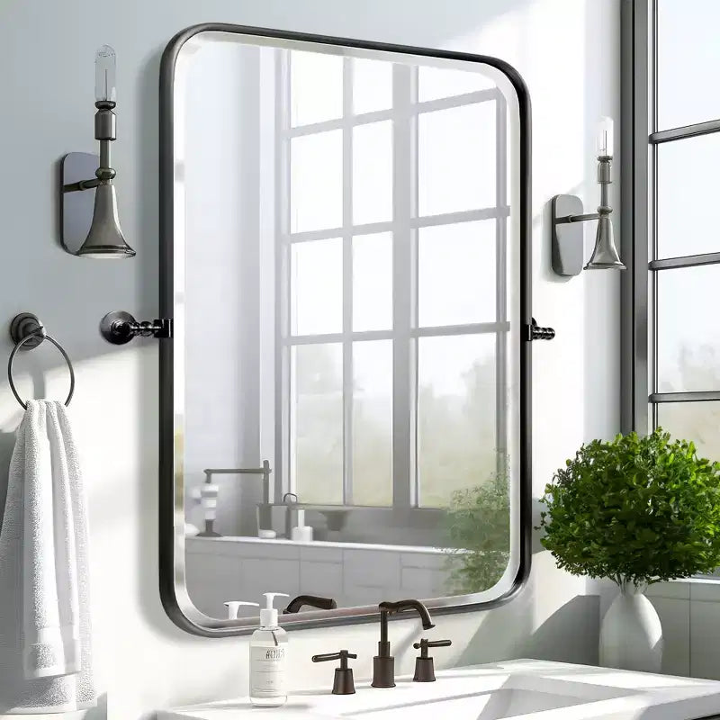Miroir de salle de bain avec cadre métallique rectangulaire