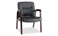 Alera Alera Madaris Series Bonded Leather Guest Chair with Wood Trim Legs 25.39 x 25.98 x 35.62 Black Seat/Back Mahogany Base