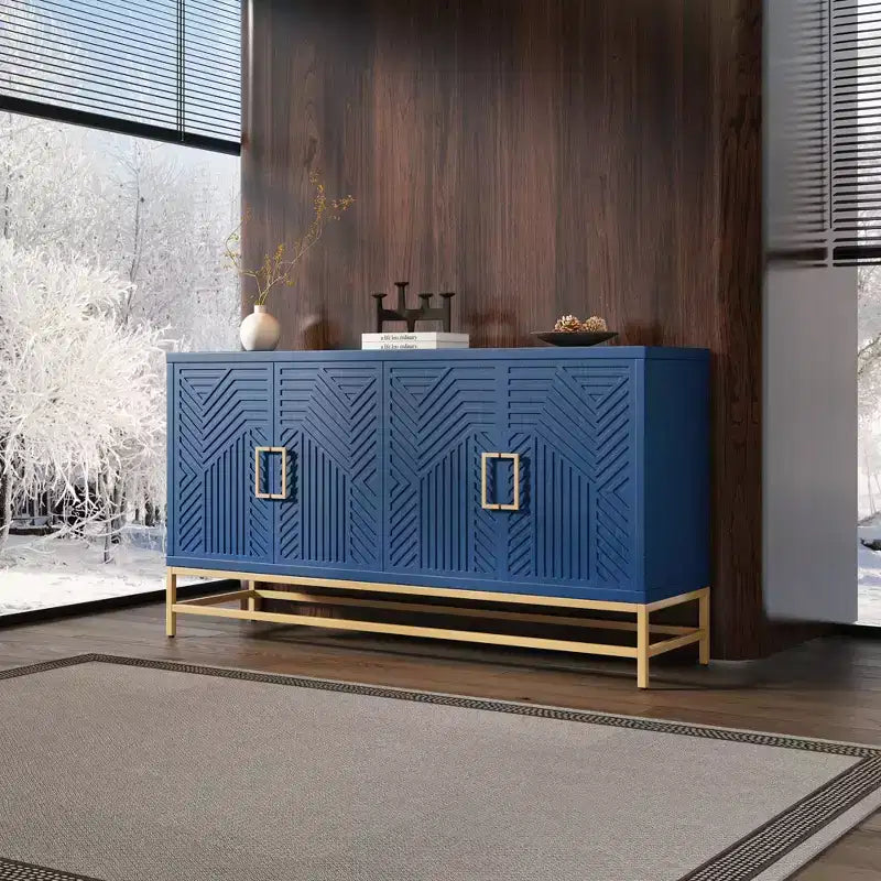 59.8 Retro Style Sideboard Buffet Storage Cabinet with Adjustable Shelves Metal Handles and Legs 4M-ModernLuxe