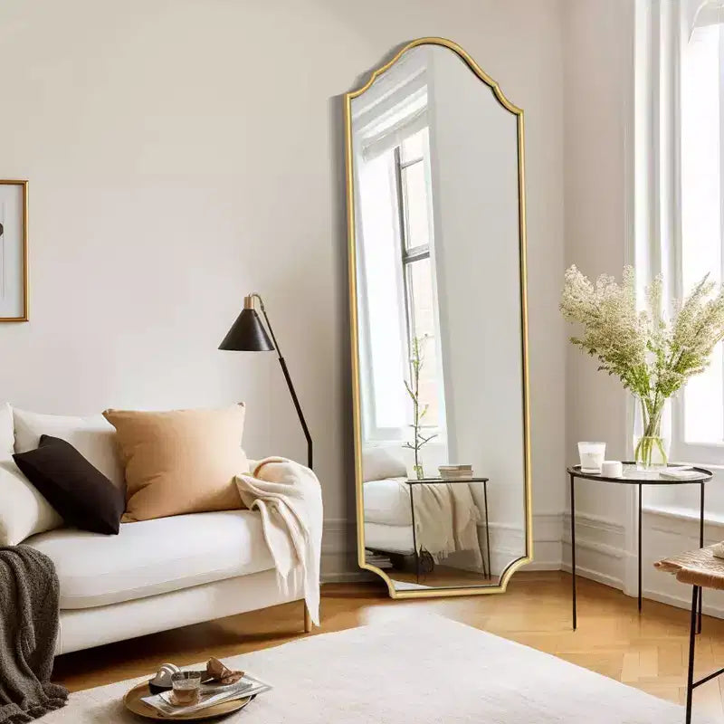 Miroir sur pied en métal avec arche