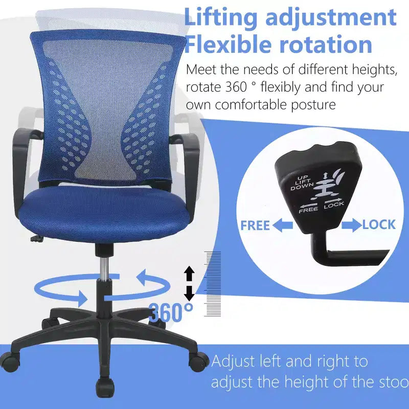 Chaise de bureau mi-dossier avec support lombaire rotatif