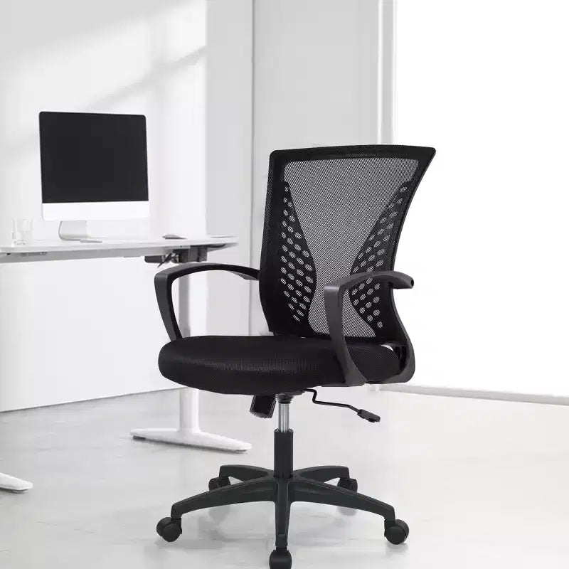 Chaise de bureau mi-dossier avec support lombaire rotatif