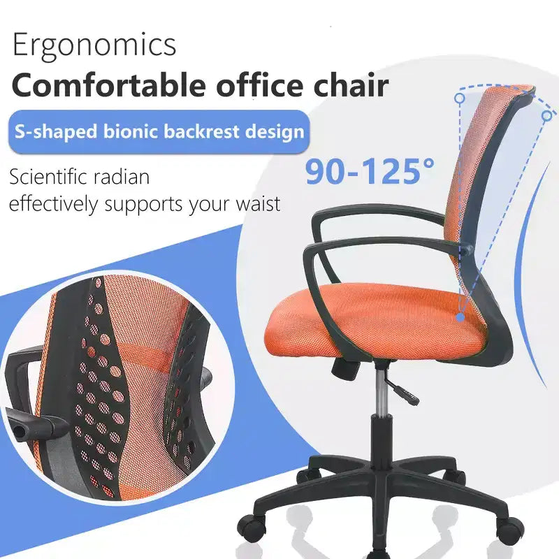 Chaise de bureau mi-dossier avec support lombaire rotatif