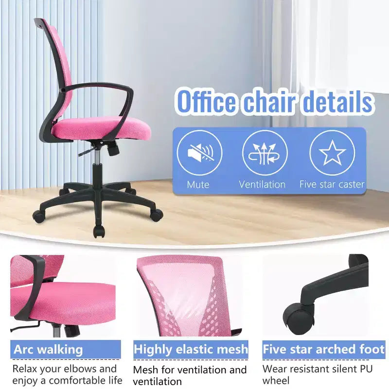 Chaise de bureau mi-dossier avec support lombaire rotatif